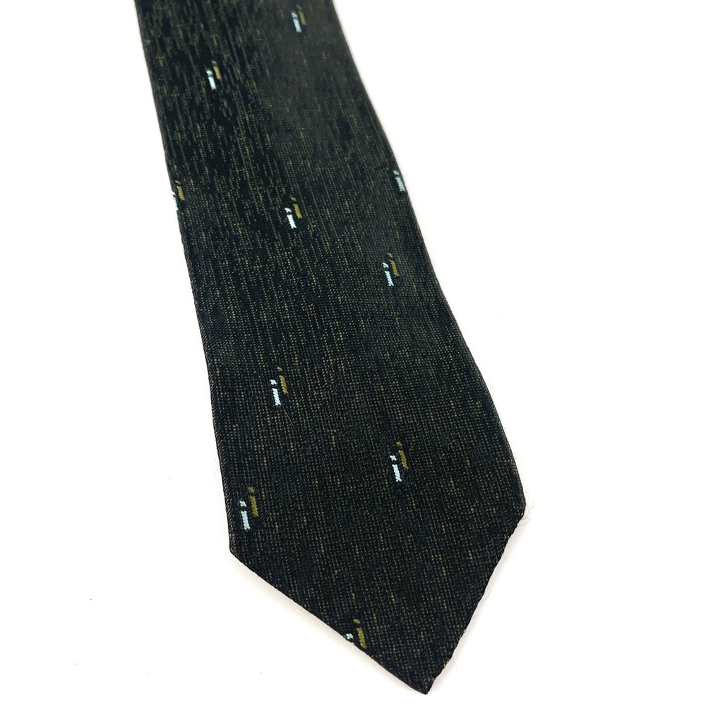 Vintage 1970’s JC Penny’s Snapper Skinny Tie Clip On “i” Print Art Deco
